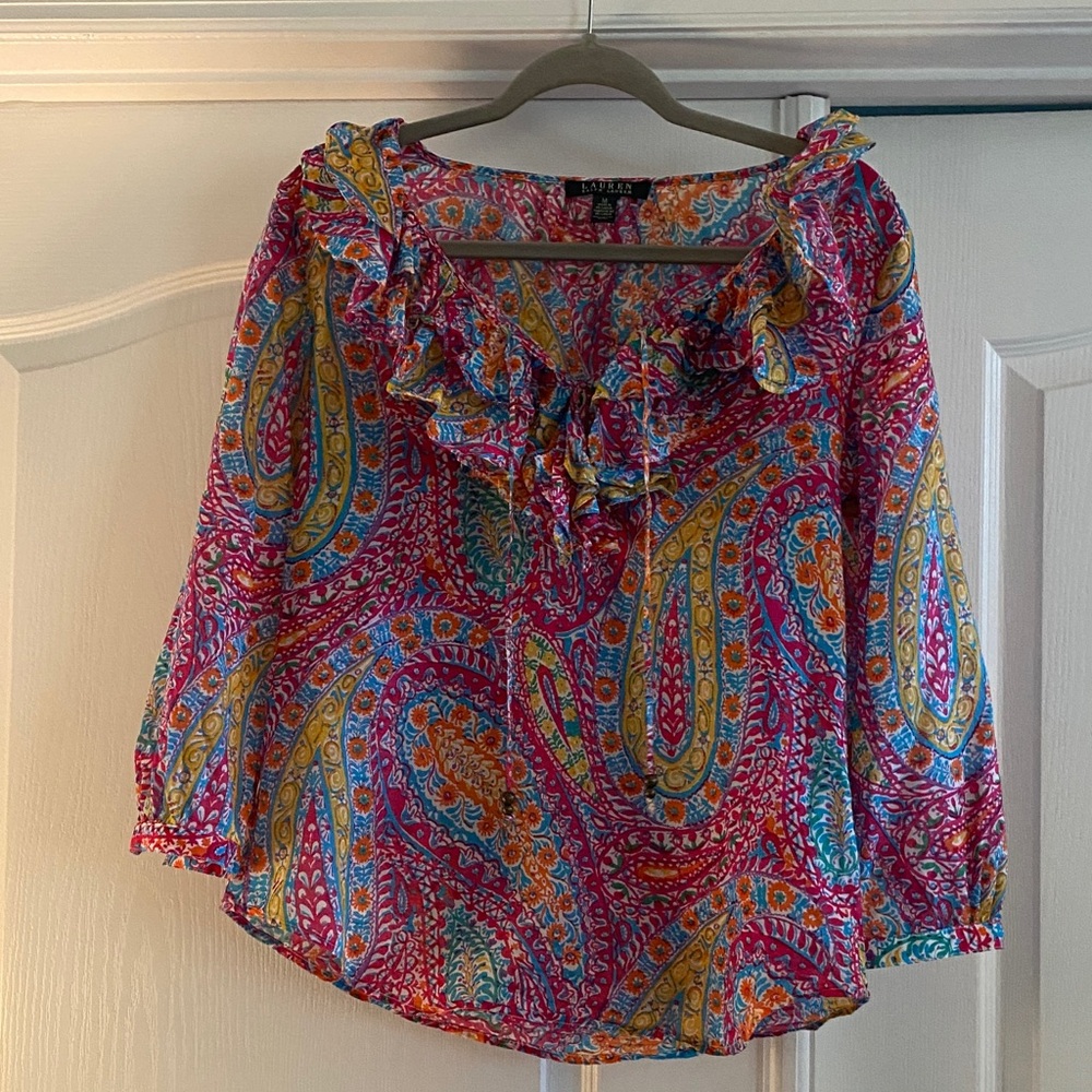 Ralph Lauren multi color Paisley Blouse